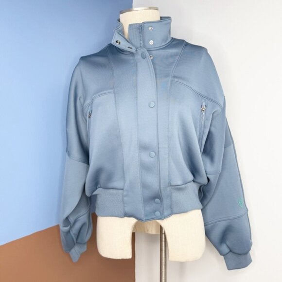 Free People FP Movement Off to the Races Bomber Jacket Blue NWOT M - Picture 5 of 12